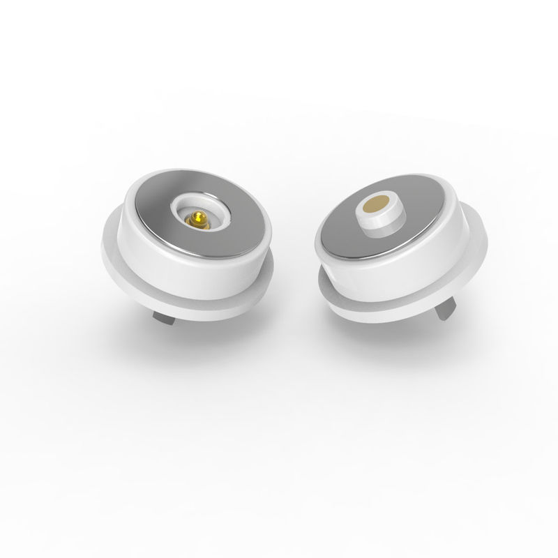 3A Magnetic Electrical Connectors White Pogo Pin Connector 8.0mm Diameter For Electronic Device